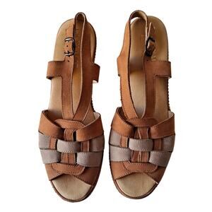 La Plume Mustard Yellow & Gray Suede Strappy Sandals - Size US 9 (UK 40)